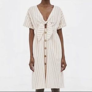 Zara Striped Front Tie Dress